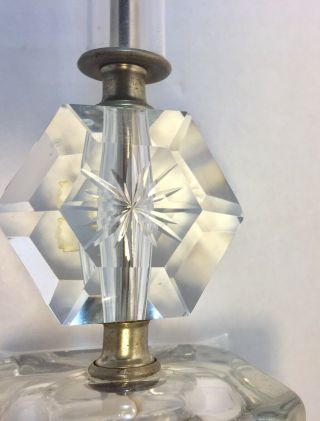 Vintage Lamp Hand Cut Heavy Lead Crystal Boudoir Bedroom Light Starburst Pattern