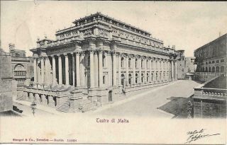 Antique Postcard Teatro Di Malta Posted 1902 To Napoli Italy Stamp Removed