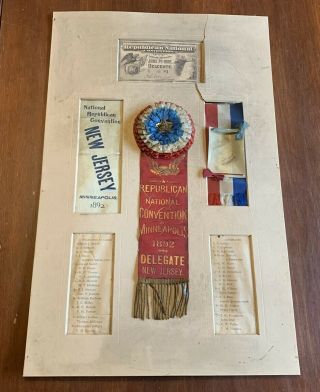 1892 Republican National Convention Minneapolis Delegation Ribbon & Ticket