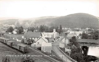 Lpv51 Beecher Falls Vermont Vt Postcard Rppc Town Aerial View Train Railroad