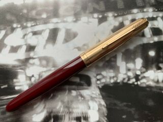 Vintage 1950s Danish Parker Olsen " 51 " Aero Burgundy Gfm Fountain Pen