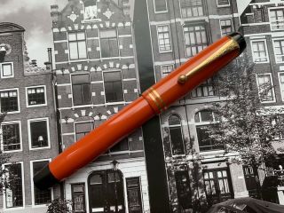 Vintage Restored 1930 Danish Parker Olsen Duofold Jr Coral Red Fountain Pen