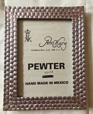 Ann Kary Pewter Photo Picture Frame Large Heavy - Hand Made In Mexico
