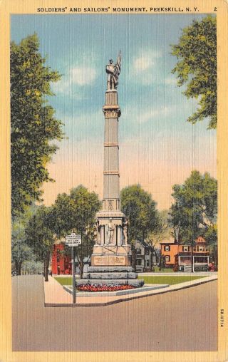 C21 - 8191,  Soldiers Monument Peekskill Ny.  Postcard.