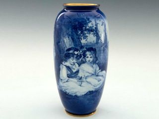Rare & Desirable Royal Doulton Blue Children Vase Art Nouveau Babes in the Woods 2