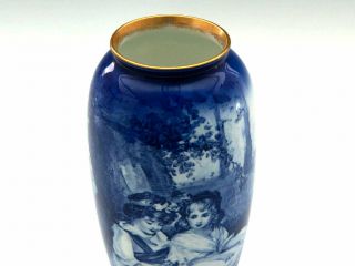 Rare & Desirable Royal Doulton Blue Children Vase Art Nouveau Babes in the Woods 5