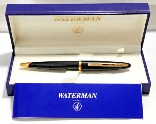 Waterman Carene Black Ballpoint Pen Gold Accents France Box Booklet