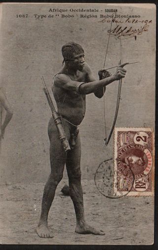 Ab2492 Ethnic Black Africa Bobo Tribe Hunter Bow Arrow Philatalic Interest Pc