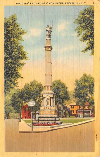 C21 - 8184,  Soldiers Monument Peekskill Ny.  Postcard.