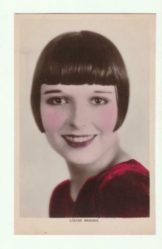 Vintage Tinted Real Photo Movie Star Postcard Louise Brooks