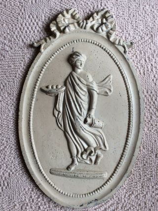 Vintage/antique Cast Iron Wall Art Grecian Goddess 20”x12” ?1920s - 1930s?