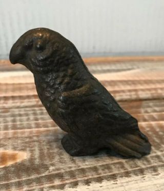 Vintage Small Cast Iron Metal Parrot Parakeet Bird Figurine 3 "