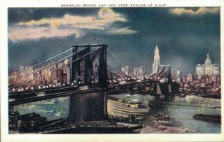 Usa Brooklyn Bridge And York Skyline At Night 01.  62