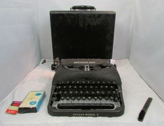 Vintage Remington Rand Deluxe Model 5 Typewriter With Case