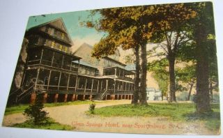 1916 Chrome Spartanburg Sc Glenn Springs Hotel Postcard Ghost Town Dpo Postmark