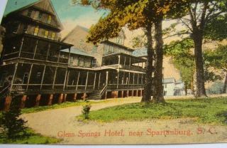 1916 Chrome Spartanburg SC Glenn Springs Hotel Postcard Ghost Town DPO Postmark 2