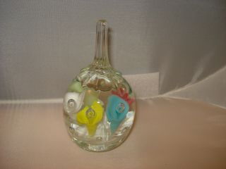 Joe St Clair Glass Paperweight Ring Holder Pastel Flowers 2