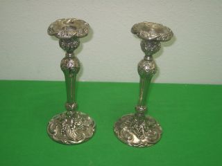 Vintage Set Of Two Godinger Silverplated Candlestick Holders Grape Vine Design