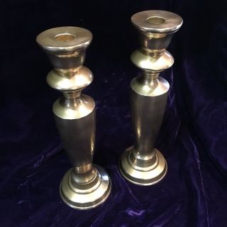 Pair Vintage Heavy Brass Candle Holders Candlesticks