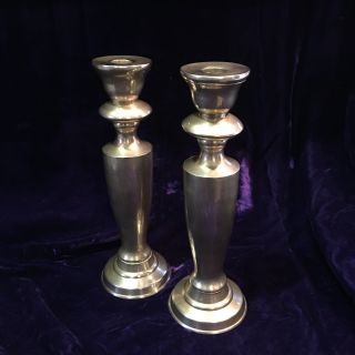 Pair Vintage Heavy Brass Candle Holders Candlesticks 2