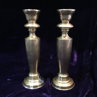 Pair Vintage Heavy Brass Candle Holders Candlesticks 3