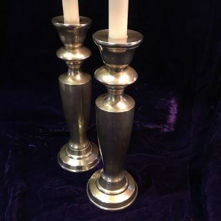 Pair Vintage Heavy Brass Candle Holders Candlesticks 5