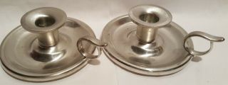 Set 2 - Woodbury Pewterers Candle Holders - Marked On Bottom - Pre - Owned