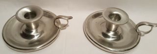 Set 2 - Woodbury Pewterers Candle Holders - Marked on bottom - Pre - owned 4