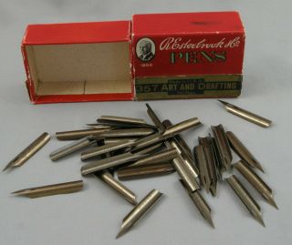 Box Of 39 R.  Esterbrook & Co 357 Art And Drafting Dip Pen Nibs
