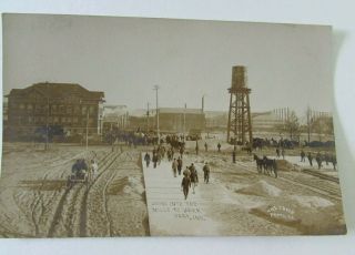 Antique Gary Indiana Real Photo Postcard Workers Entering Steel Mills