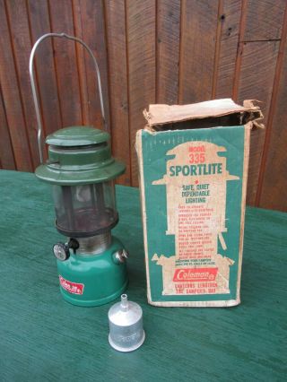 Vintage Coleman Lantern Green Model 335 Made In Canada 1 76 1976 W/ Globe,  Box