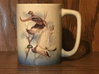 Vintage Otagiri Japan Mallard Ducks In Flight Scene Ceramic Coffee Mug Cup