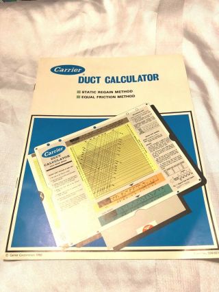 Carrier Duct Calculator Booklet Vintage
