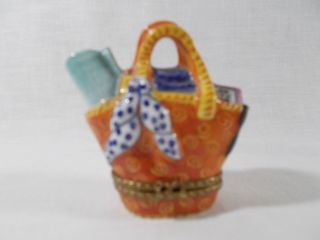 Limoges Porcelain Trinket Box Lady’s Beach Bag