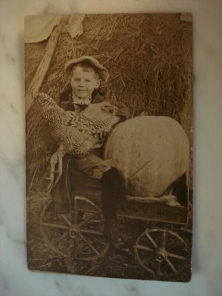 Postcard Of Boy - Looks Like A Real Photo Postal Stamp 1909/has A Silvery Shine