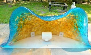 Huge Custom Designer Art Glass Clam Shell Cinema Style Glass Wall Sconce 3
