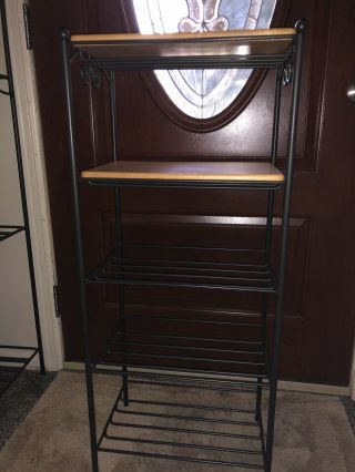 Longaberger Wrought Iron 5 Tier Shelf/rack 2 Woodcraft Shelves 37 " Basket Holder