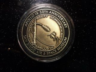 Nasa Apollo 9 Minted With Lunar Flown Command Module Metal Space Coin Medallion