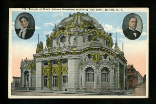 Political President Postcard William Mckinley Temple Of Music Buffalo,  York