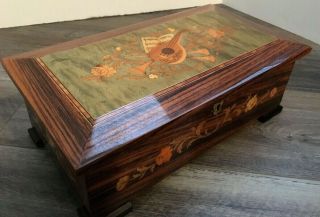Italian Hand - Crafted Inlaid Wood Reuge Musical Jewelry Box Lg 12 - 1/2 " Chopin