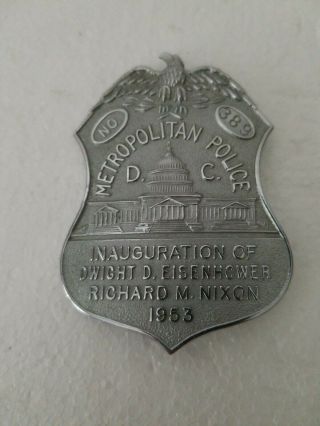 Metropolitan Police Commemorative Badge Inauguration Of Eisenhower And Nixon