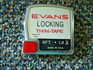 Vintage Evans L8 1/4 Locking Thin - Tape 8ft.  " Collectible Item "