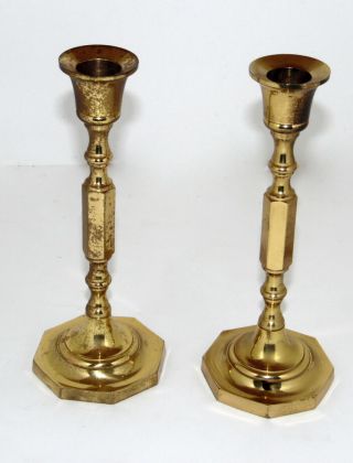 Vintage Brass Candle Holders Candlesticks Pair Set Of 2