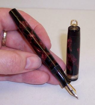 Rare 1930s Marbled Red/black Vest Pocket Parker Duofold Fountain Pen Canada
