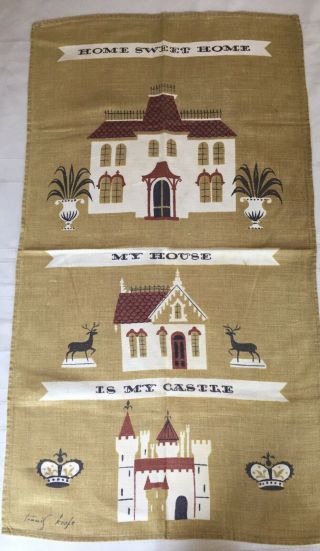 Home Sweet Home,  Vintage Linen Tea Towel,  Tammis Keefe,  Castle,  House.