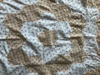 1930 ' s Vintage Unfinished Quilt Top 2 different fabric Patches 66 