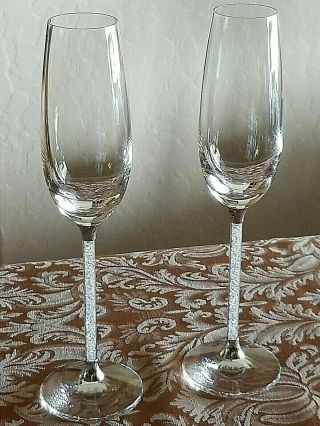 Swarovski Crystal Crystalline Champagne Flutes Silver 255678 Steven Weinberg