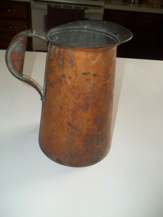 Antique/vintage Large Solid Copper Pitcher Hand Crafted?