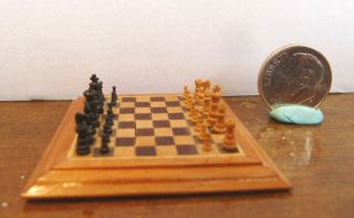 Artisan Crafted Dollhouse Miniature Signed Geoffrey Wonnacott Chess Game Igma