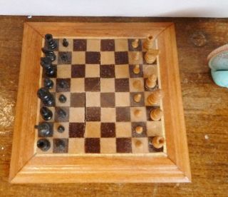 Artisan Crafted Dollhouse Miniature Signed Geoffrey Wonnacott Chess Game IGMA 4
